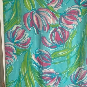 Lilly Pulitzer Turquoise, Green and Pink Patterned Silk-Cashmere Scarf